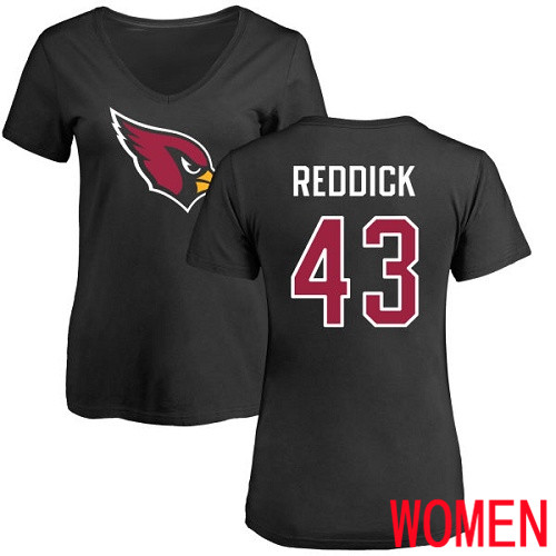 Arizona Cardinals Black Women Haason Reddick Name And Number Logo NFL Football #43 T Shirt->nfl t-shirts->Sports Accessory